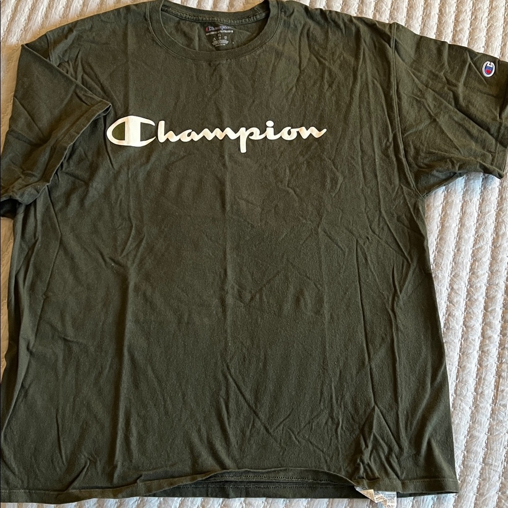 Champion Dark Olive Tee with Logo